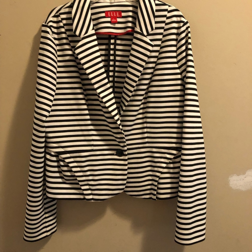 Elle Black and White Striped Women's Blazer